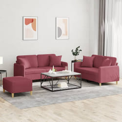 VidaXL 3202116 set di mobili per soggiorno Bordeaux Metallo, Legno compensato