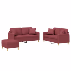 VidaXL 3202116 set di mobili per soggiorno Bordeaux Metallo, Legno compensato - Vista aggiuntiva 2