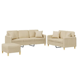 VidaXL 3202144 set di mobili per soggiorno Crema Metallo, Legno compensato