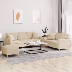 VidaXL 3202144 set di mobili per soggiorno Crema Metallo, Legno compensato - Vista aggiuntiva 2