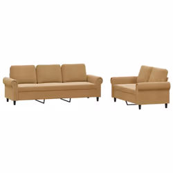 Set di Divani 2 pz con Cuscini Marrone in Vellutocod mxl 83150 - Vista aggiuntiva 2
