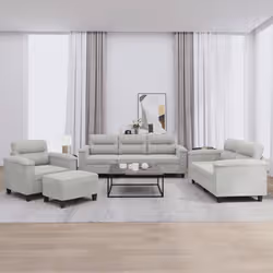 VidaXL 3202297 set di mobili per soggiorno Grigio chiaro Metallo, Legno compensato - Vista aggiuntiva 2
