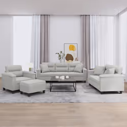 VidaXL 3202309 set di mobili per soggiorno Grigio chiaro Metallo, Legno compensato - Vista aggiuntiva 2