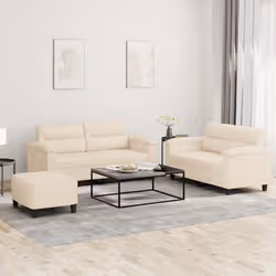 VidaXL 3202325 set di mobili per soggiorno Beige Metallo, Legno compensato - Vista aggiuntiva 2
