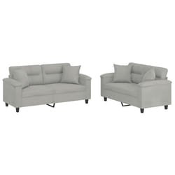 VidaXL 3202333 set di mobili per soggiorno Grigio chiaro Metallo, Legno compensato