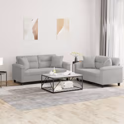 VidaXL 3202333 set di mobili per soggiorno Grigio chiaro Metallo, Legno compensato - Vista aggiuntiva 2