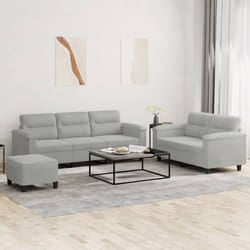 Set Divani 3 pz con Cuscini Grigio Chiaro in Tessuto Microfibracod mxl 104694