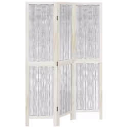 vidaXL Divisorio Ambienti 3Pannelli Bianco Legno Massello di Paulownia - Vista aggiuntiva 2