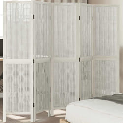 Divisorio Ambienti 5Pannelli Bianco Legno Massello di Paulownia vidaXL70287