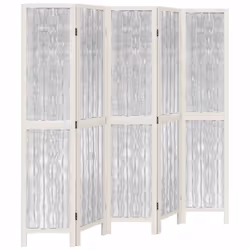 Divisorio Ambienti 5Pannelli Bianco Legno Massello di Paulowniacod mxl 91650 - Vista aggiuntiva 2