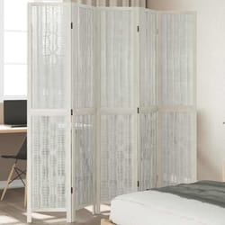 Divisorio Ambienti 5Pannelli Bianco Legno Massello di Paulownia Vidaxl 18336