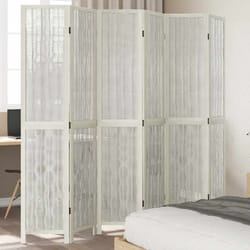 vidaXL Divisorio Ambienti 6Pannelli Bianco Legno Massello di Paulownia
