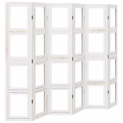 Divisorio Ambienti 6Pannelli Bianco Legno Massello di Paulowniacod mxl 115892 - Vista aggiuntiva 2