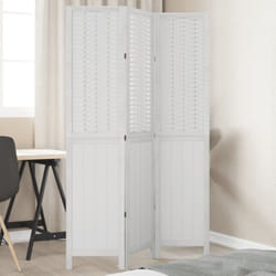Divisorio Ambienti 3Pannelli Bianco Legno Massello di Paulownia - Vidaxl