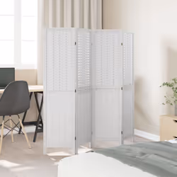Divisorio Ambienti 4Pannelli Bianco Legno Massello di Paulowniacod mxl 116037 - Vista aggiuntiva 3