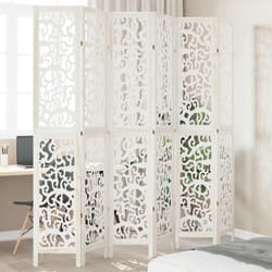 Divisorio Ambienti 6Pannelli Bianco Legno Massello di Paulownia Vidaxl 884975