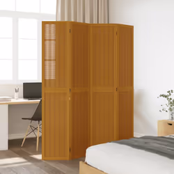 Divisorio Ambienti 4 Pannelli Marrone Legno Massello Paulowniacod mxl 115464 - Vista aggiuntiva 3