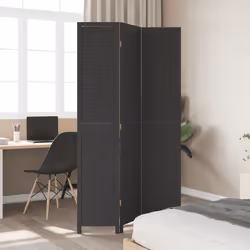 Divisorio Ambienti 3 Pannelli Nero Legno Massello di Paulowniacod mxl 90917 - Vista aggiuntiva 3