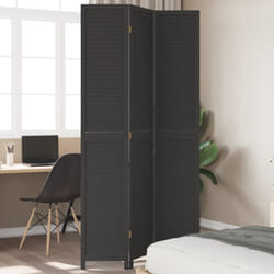 Divisorio Ambienti 3 Pannelli Nero Legno Massello di Paulownia Vidaxl 44394