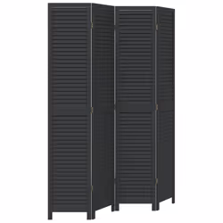 Divisorio Ambienti 4 Pannelli Nero Legno Massello di Paulowniacod mxl 91092 - Vista aggiuntiva 2