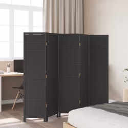 Divisorio Ambienti 5 Pannelli Nero Legno Massello di Paulowniacod mxl 90919 - Vista aggiuntiva 3