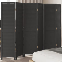 Divisorio Ambienti 6 Pannelli Nero Legno Massello di Paulownia Vidaxl 26401