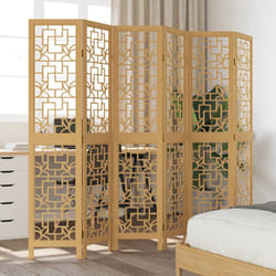 vidaXL Divisorio Ambienti 6 Pannelli Marrone Legno Massello Paulownia