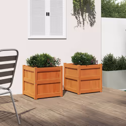 Fioriere da Giardino 2pz Marrone Cera Legno Massello di Pinocod mxl 86559 - Vista aggiuntiva 3