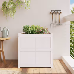 Fioriera da Giardino Bianca 70x70x70 cm Legno Massello di Pinocod mxl 108572 - Vista aggiuntiva 3