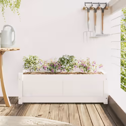 Fioriera da Giardino Bianca 90x31x31 cm Legno Massello di Pinocod mxl 132544 - Vista aggiuntiva 3