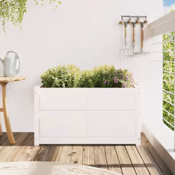 Fioriera da Giardino Bianca 90x50x50 cm Legno Massello di Pinocod mxl 108575 - Vista aggiuntiva 3