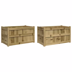 Fioriere da Giardino 2 pz in Legno di Pino Impregnatocod mxl 108574 - Vista aggiuntiva 2