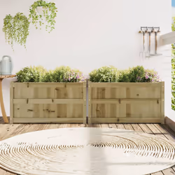 Fioriere da Giardino 2 pz in Legno di Pino Impregnatocod mxl 108574 - Vista aggiuntiva 3