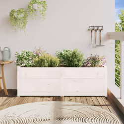 Fioriera da Giardino Bianca 150x50x50 cm Legno Massello di Pinocod mxl 132941 - Vista aggiuntiva 3