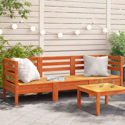 Divano da Giardino a 3 Posti Marrone Cera Legno Massello Pino Vidaxl 42052