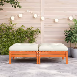 Poggiapiedi Giardino con Cuscini 2pz Marrone Cera Massello Pinocod mxl 86802 - Vista aggiuntiva 3