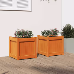 Fioriere da Giardino 2pz Marrone Cera Legno Massello di Pinocod mxl 110532 - Vista aggiuntiva 3