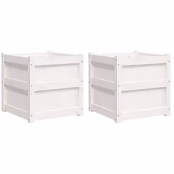 Fioriere da Giardino 2 pz Bianche in Legno Massello di Pinocod mxl 85157 - Vista aggiuntiva 2