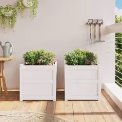 Fioriere da Giardino 2 pz Bianche in Legno Massello di Pinocod mxl 85157 - Vista aggiuntiva 3