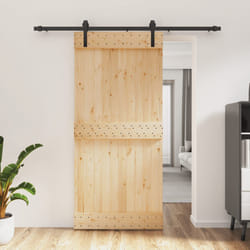 Porta Scorrevole con Set Hardware 95x210 cm Legno Massello Pinocod mxl 94165