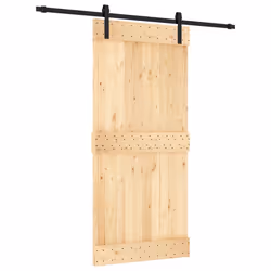 Porta Scorrevole con Set Hardware 95x210 cm Legno Massello Pinocod mxl 94165 - Vista aggiuntiva 2