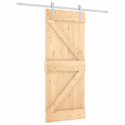 Porta Scorrevole con Set Hardware 85x210 cm Legno Massello Pinocod mxl 118105 - Vista aggiuntiva 2