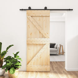 Porta Scorrevole con Set Hardware 85x210 cm Legno Massello Pinocod mxl 94176