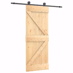 Porta Scorrevole con Set Hardware 85x210 cm Legno Massello Pinocod mxl 94176 - Vista aggiuntiva 2