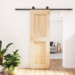Questa porta scorrevole in legno massello di pino è progettata per arricchire la zona d'ingresso della vostra casa e anche pe ...