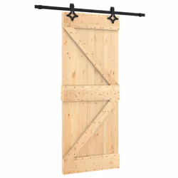 Porta Scorrevole con Set Hardware 85x210 cm Legno Massello Pinocod mxl 94186 - Vista aggiuntiva 2