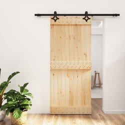 Porta Scorrevole con Set Hardware 90x210 cm Legno Massello Pinocod mxl 94191