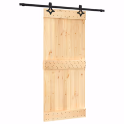 Porta Scorrevole con Set Hardware 90x210 cm Legno Massello Pinocod mxl 94191 - Vista aggiuntiva 2