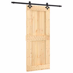 Porta Scorrevole con Set Hardware 85x210 cm Legno Massello Pinocod mxl 118125 - Vista aggiuntiva 2