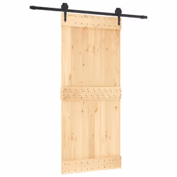 vidaXL Porta Scorrevole con Set Hardware 90x210 cm Legno Massello Pino - Vista aggiuntiva 2